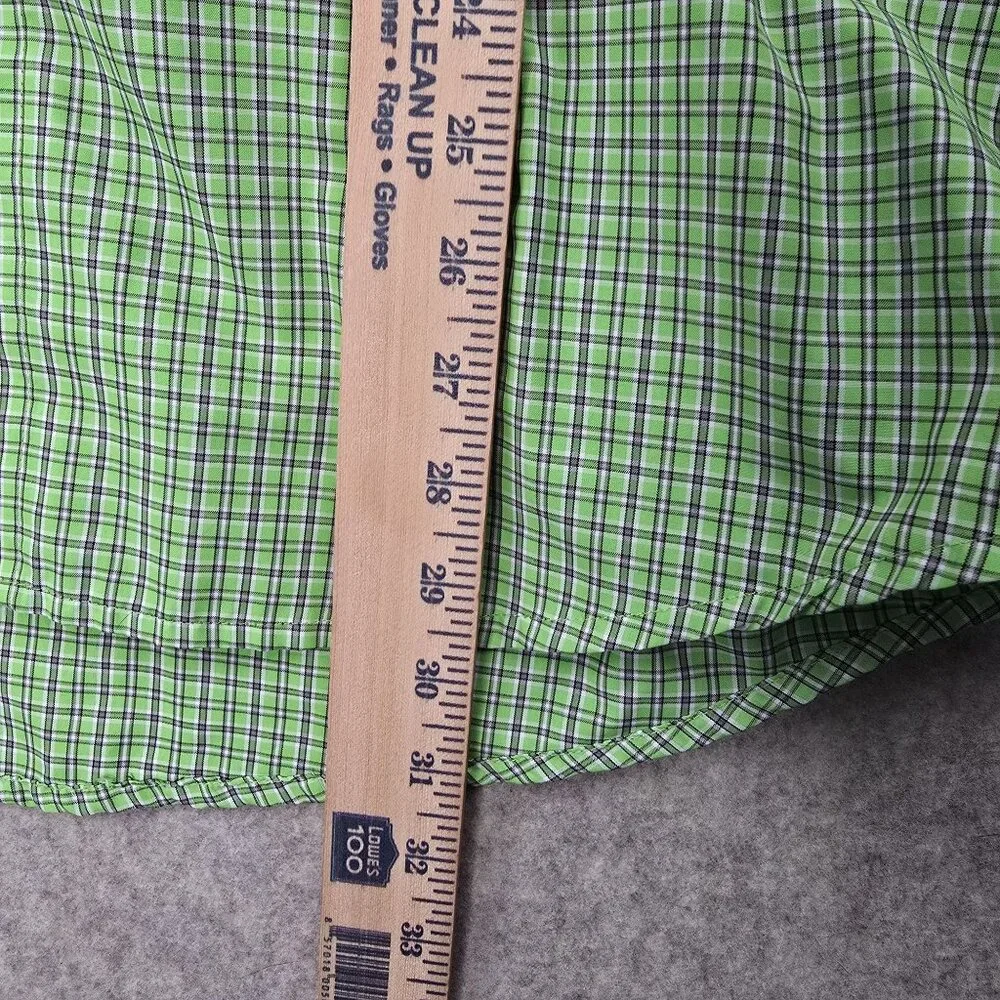 Chaps Mens Green Plaid Short Sleeve Button-Down Shirt XL Polyester - Picture 8 of 9